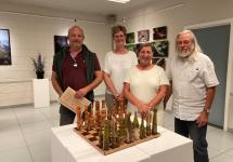 van links naar rechts: Erik Proost, Ingrid Van De Locht, Liliane Vanhove (voorzitter cultuurraad), Marc Beeckmans
