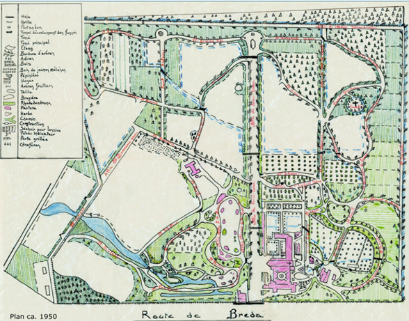 Oude kaart van het kloosterdomein