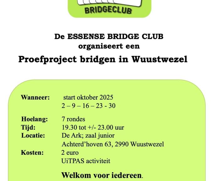 Essense Bridge Club on tour. Proefproject Wuustwezel © Essense Bridge Club