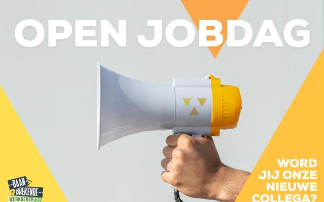 Aankondiging open jobdag met een luidspreker
