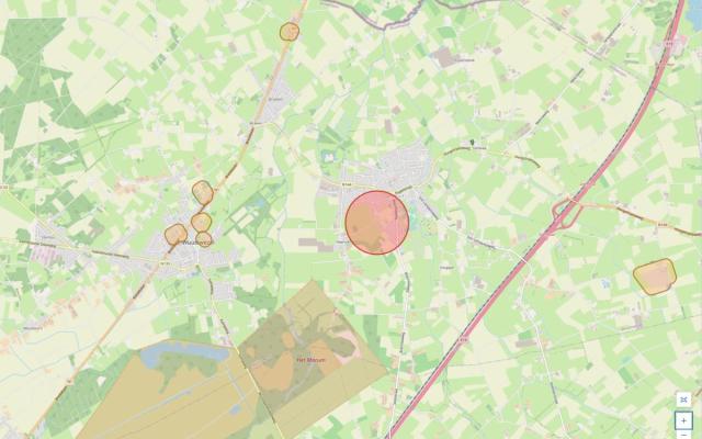 Gele en rode PFAS-zones in Wuustwezel