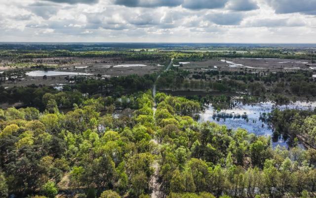 luchtfoto van de eerste transversaal door het Groot Schietveld