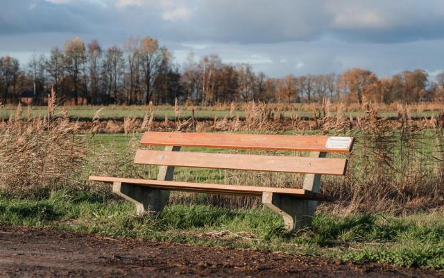 zitbank aan een landweggetje in Loenhout