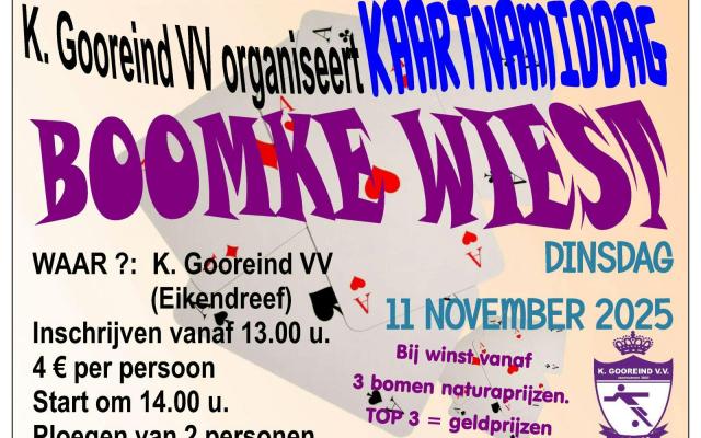 Kaartnamiddag Boomke Wies © K. Gooreind V.V. Kaartnamiddag Boomke Wies © K. Gooreind V.V.