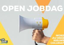 Aankondiging open jobdag met een luidspreker