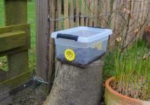een spring trap voor het vangen van Aziatische hoornaars in een tuin