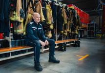brandweerman Michiel Kenis in de kazerne van Wuustwezel