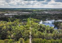 luchtfoto van de eerste transversaal door het Groot Schietveld