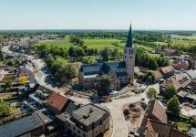 Luchtbeelden van de werken in de Dorpstraat van fase 1